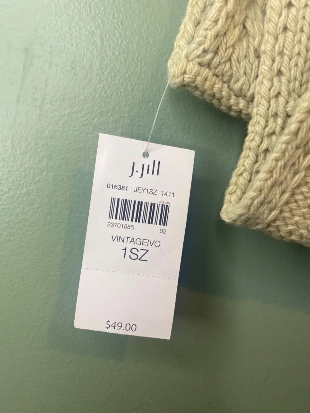 J Jill NWT Cable Knit Scarf Wool Blend Cream Fisherman Knit Cozy Old Money Boho